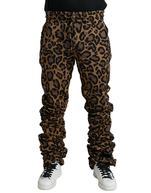 Jogging Dolce & Gabbana homme léopard en jacquard marron – PAN75042