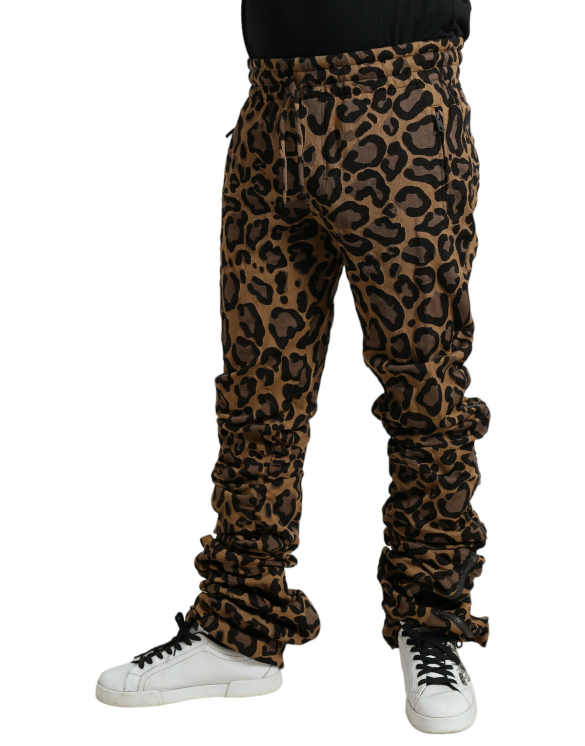 Jogging Dolce & Gabbana homme léopard en jacquard marron – PAN75042