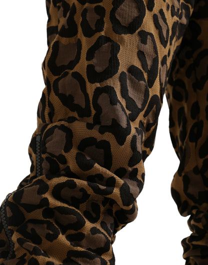 Jogging Dolce & Gabbana homme léopard en jacquard marron – PAN75042