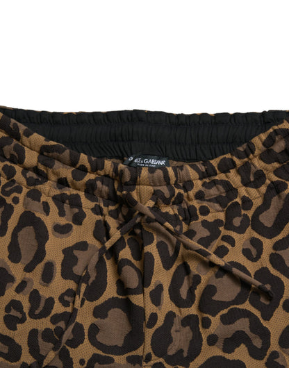 Jogging Dolce & Gabbana homme léopard en jacquard marron – PAN75042