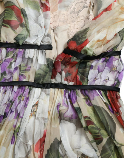 Dolce & Gabbana Beige Floral Sleeveless A-line Mini Dress by Dolce & Gabbana