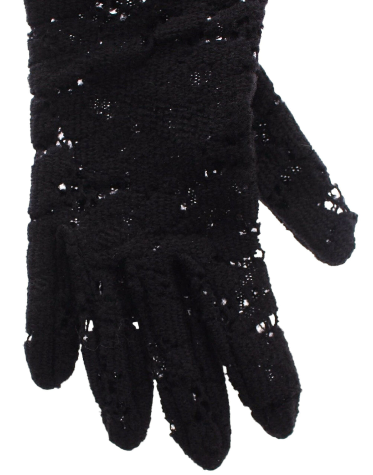 Gants Dolce & Gabbana femme longs en laine et fourrure d'agneau noirs – MOM11451