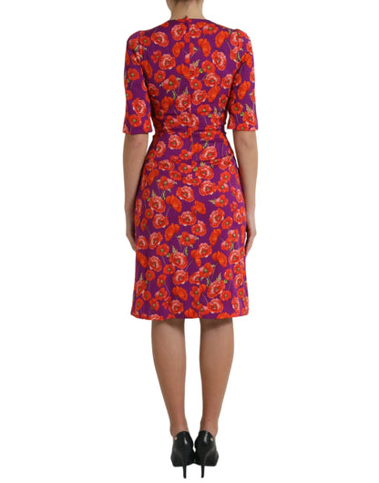 Dolce & Gabbana Multicolor Floral Poppy Print Sheath Dress by Dolce & Gabbana