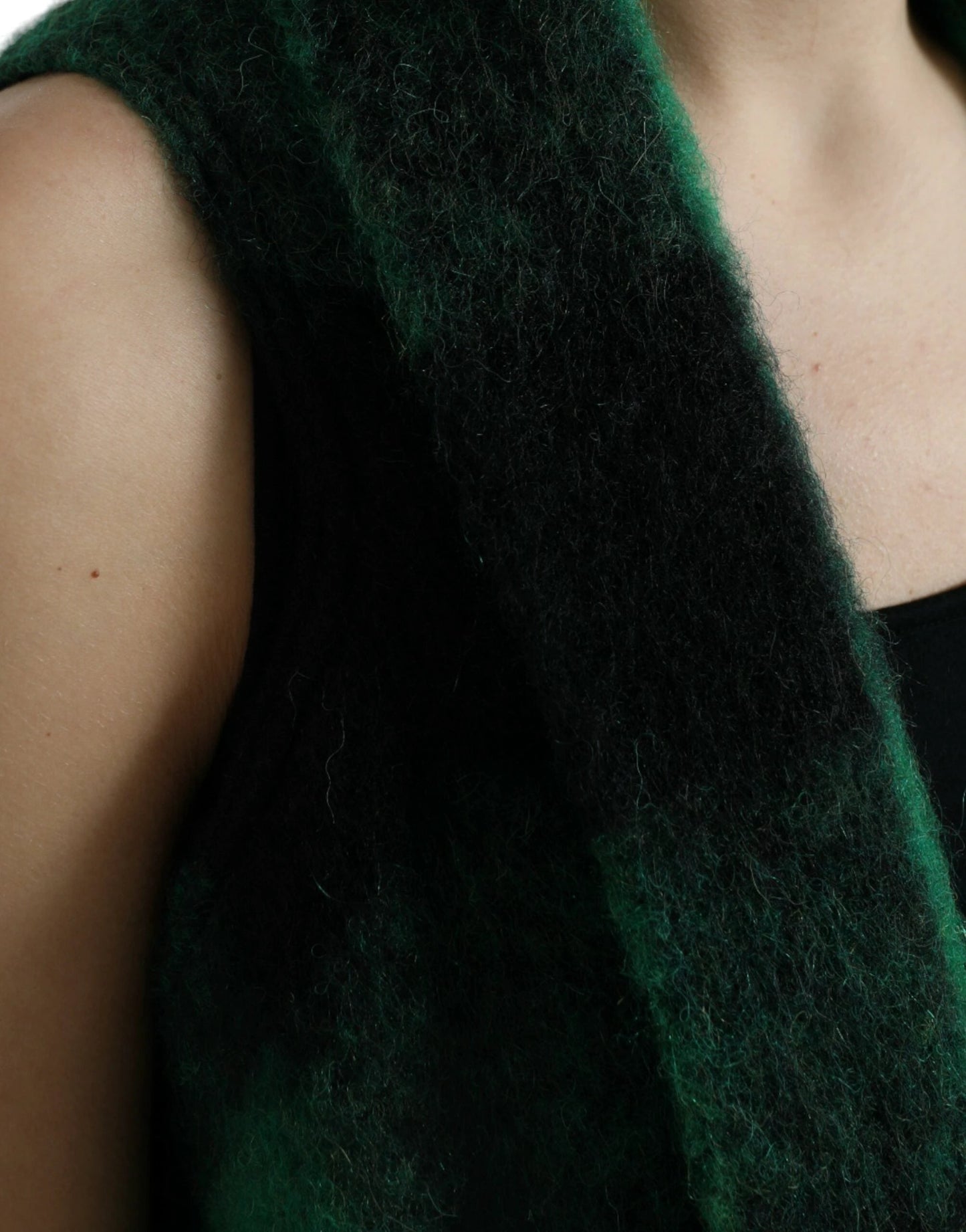 Dolce & Gabbana Black Green Buffalo Check Poncho Coat Jacket by Dolce & Gabbana