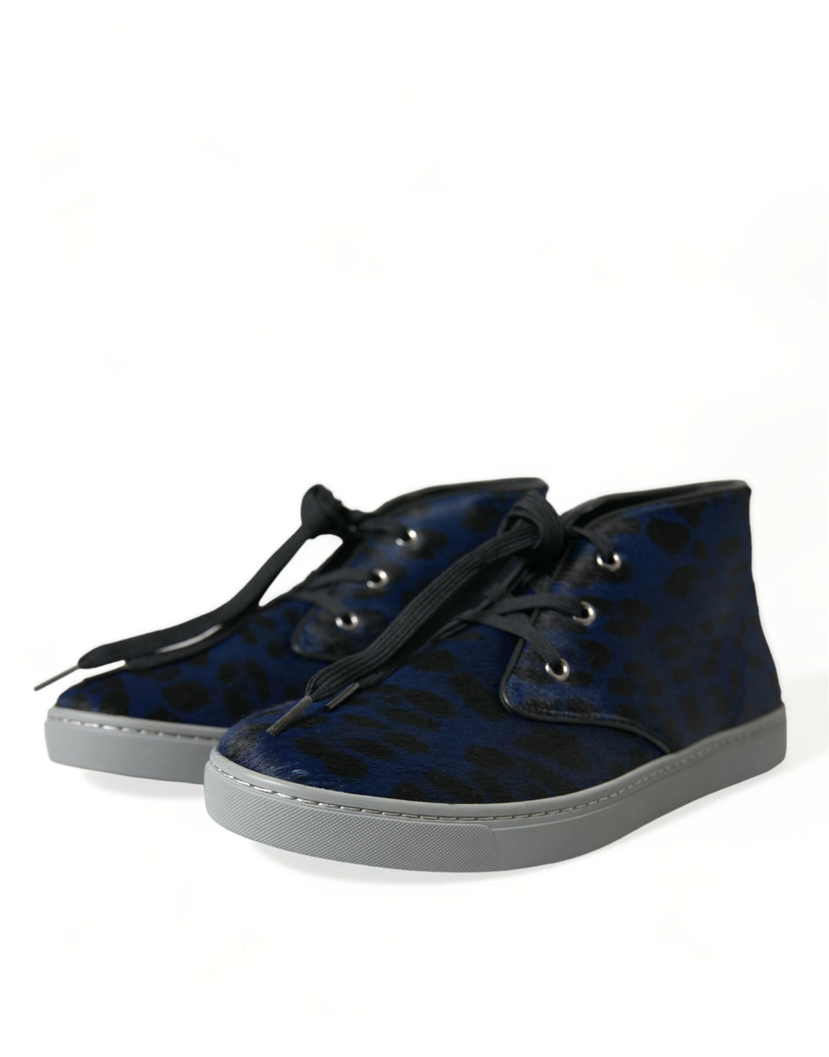 Baskets Dolce & Gabbana homme mi-montantes léopard en cuir de veau bleu – MV5435