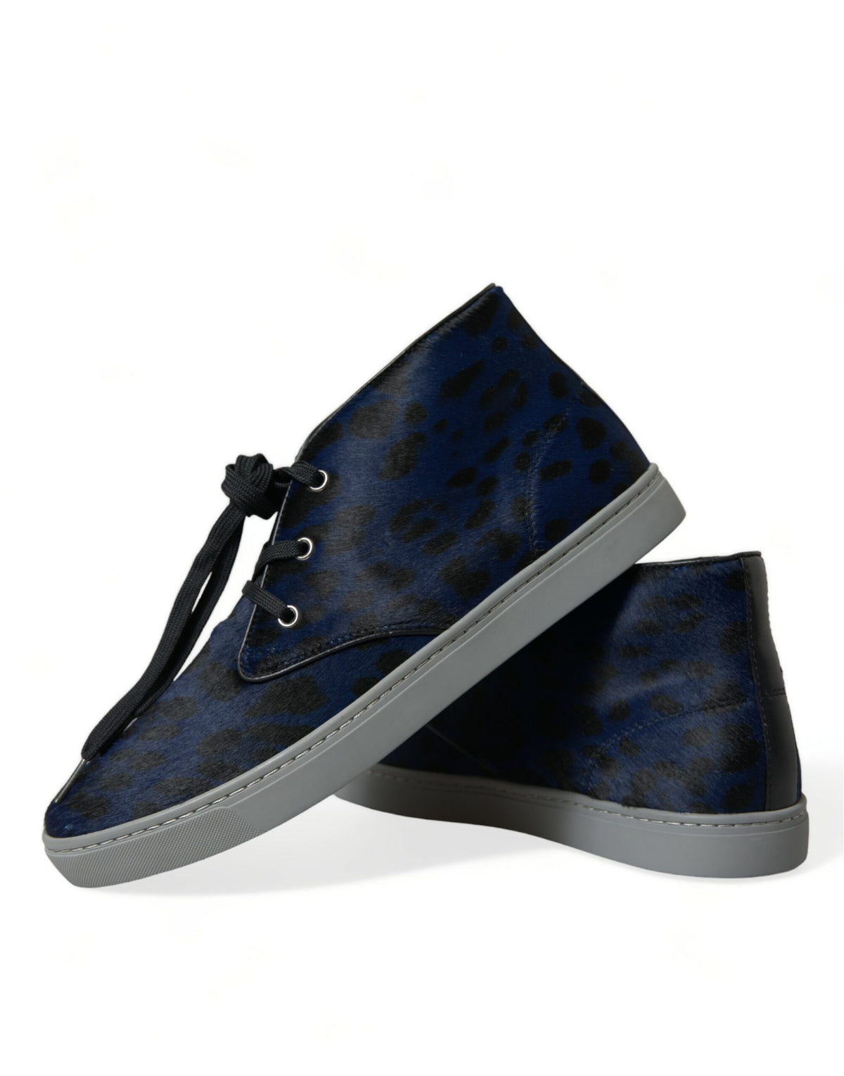 Baskets Dolce & Gabbana homme mi-montantes léopard en cuir de veau bleu – MV5435