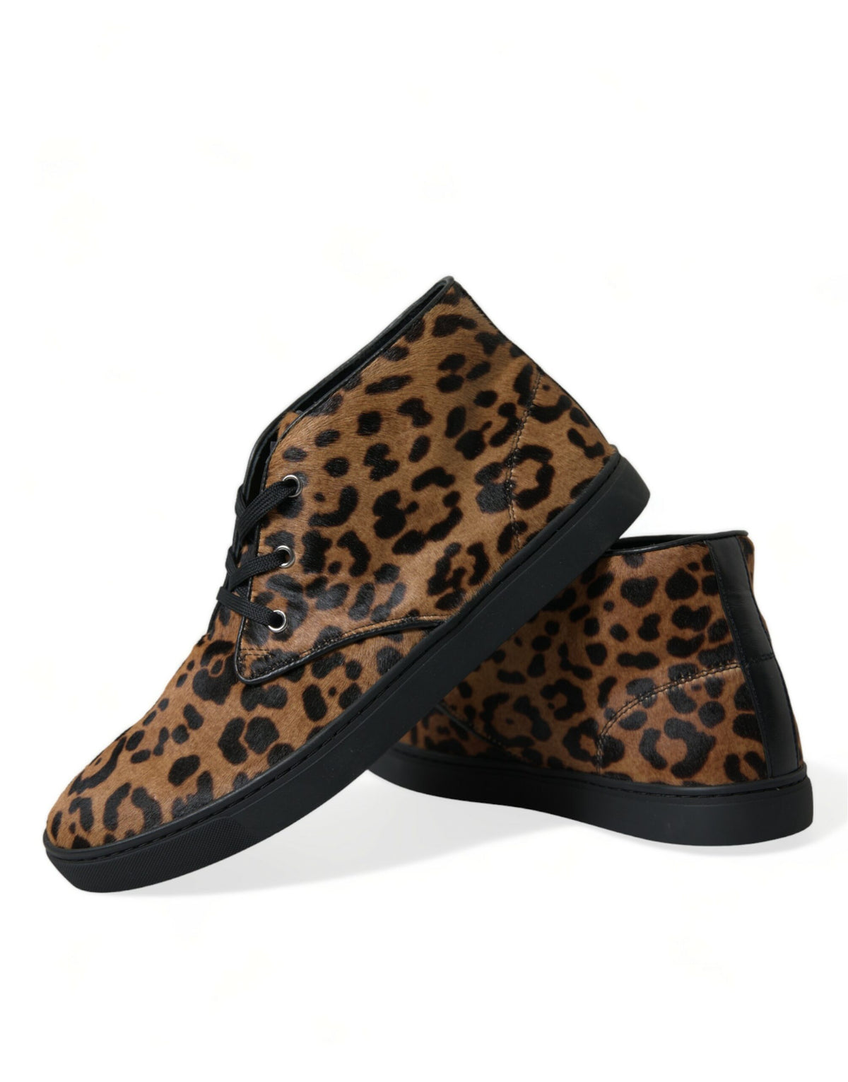 Baskets Dolce & Gabbana homme mi-montantes léopard en poil de poney marron – MV5436