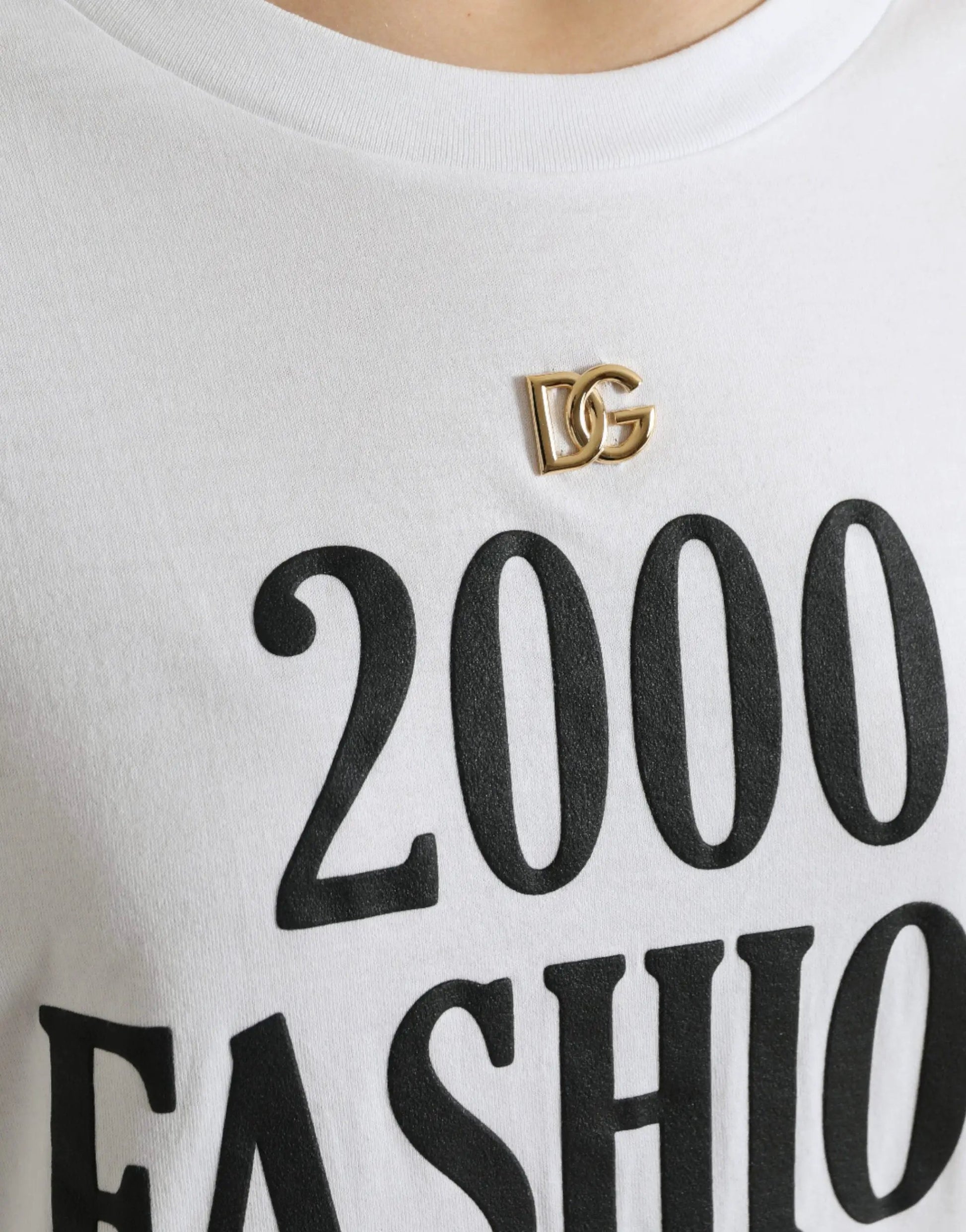 Dolce & Gabbana White Slogan Print Lacing Detailed T-shirt by Dolce & Gabbana