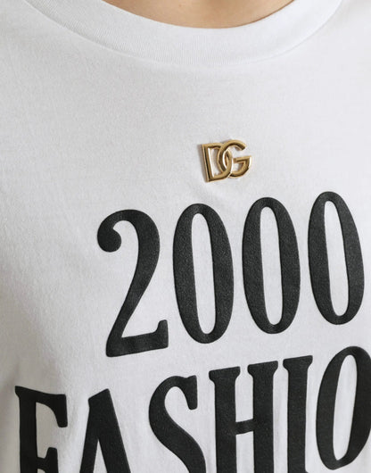 Dolce & Gabbana White Slogan Print Lacing Detailed T-shirt by Dolce & Gabbana