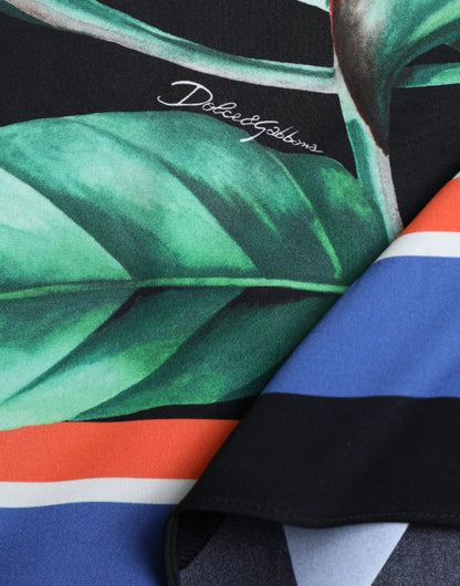 Dolce & Gabbana Black Strelitzia High Waist Wrap Midi Skirt by Dolce & Gabbana