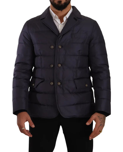 Blouson Dolce & Gabbana homme en soie et peau de chèvre bleu foncé – JKT3300