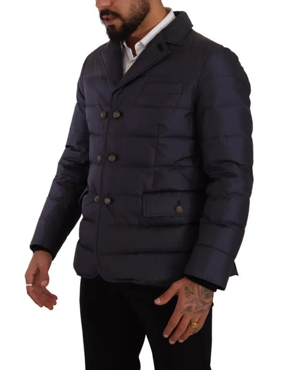 Blouson Dolce & Gabbana homme en soie et peau de chèvre bleu foncé – JKT3300