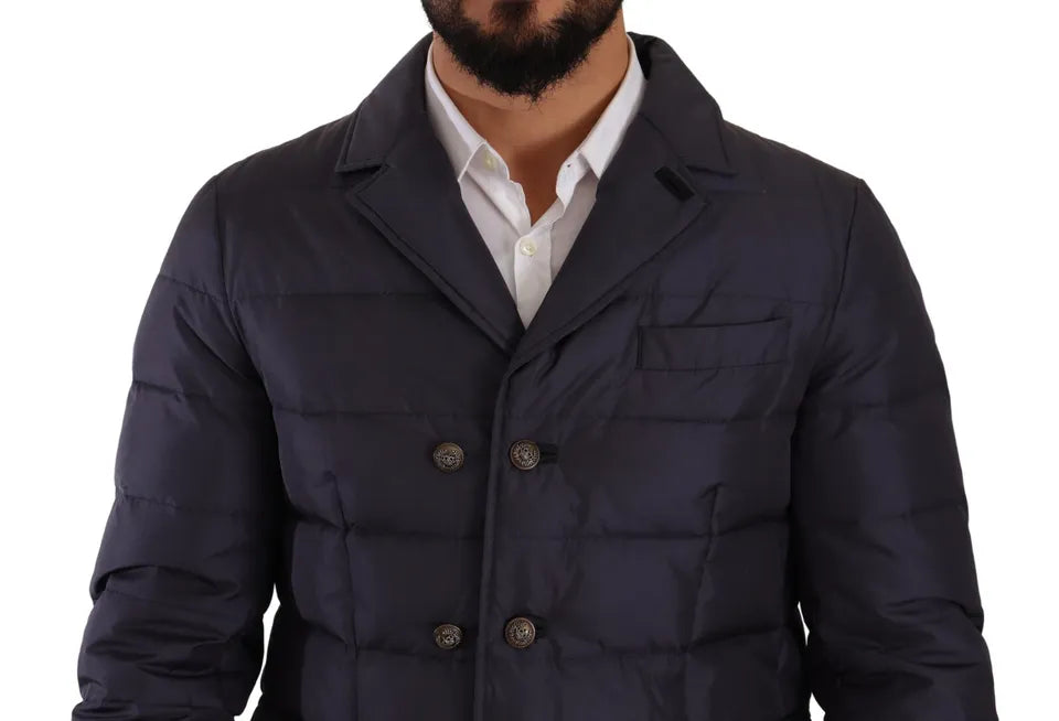 Blouson Dolce & Gabbana homme en soie et peau de chèvre bleu foncé – JKT3300
