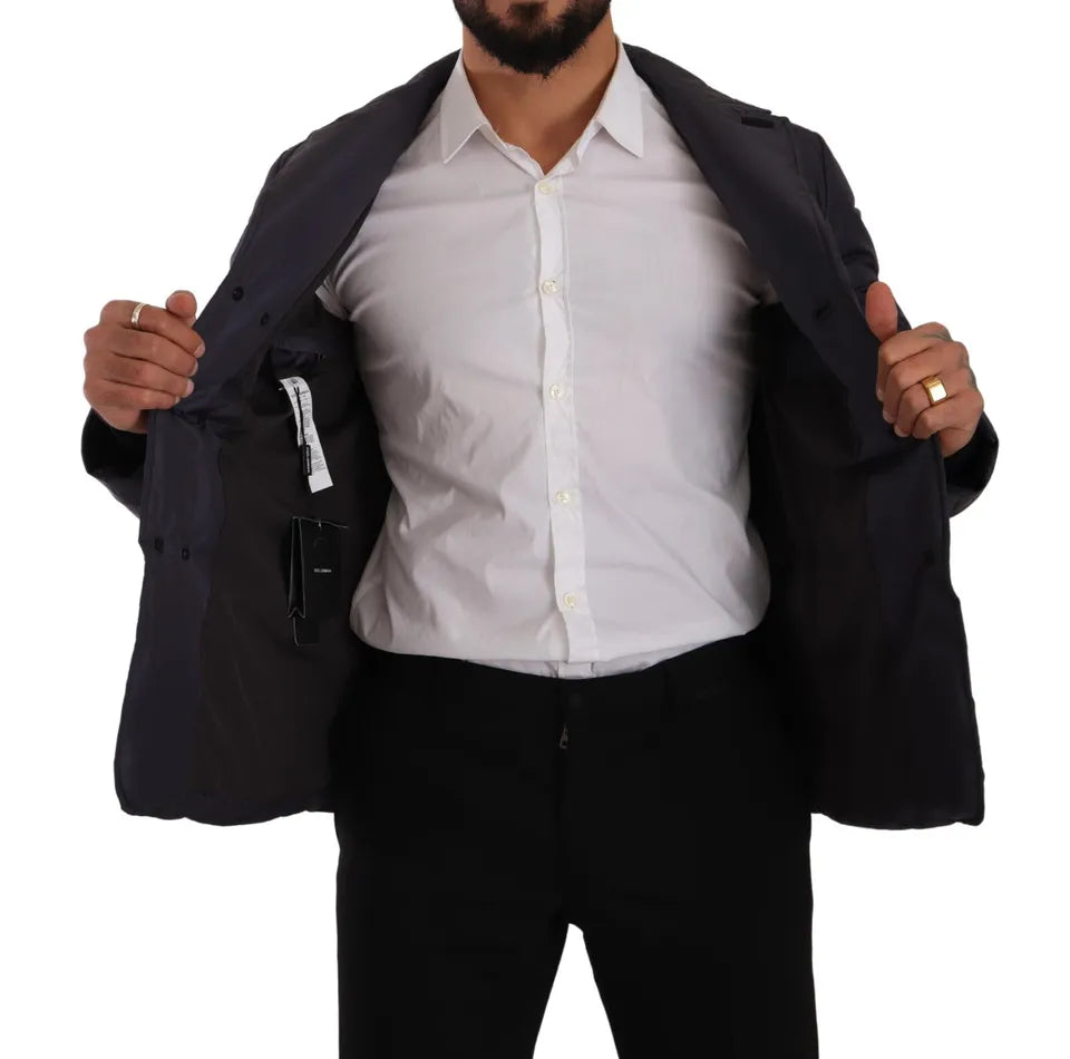 Blouson Dolce & Gabbana homme en soie et peau de chèvre bleu foncé – JKT3300