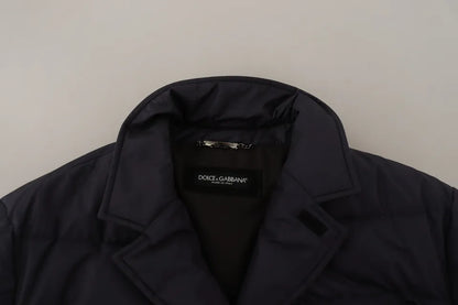 Blouson Dolce & Gabbana homme en soie et peau de chèvre bleu foncé – JKT3300