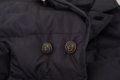 Blouson Dolce & Gabbana homme en soie et peau de chèvre bleu foncé – JKT3300