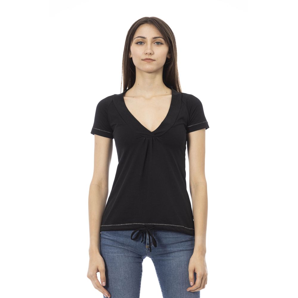 T-shirt Trussardi Action voor dames, van katoen en viscose, zwart – TR-24172