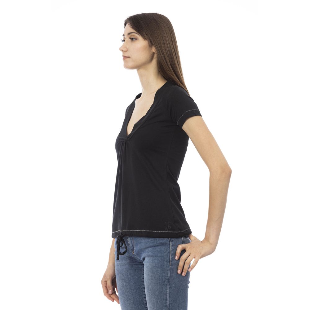 T-shirt Trussardi Action voor dames, van katoen en viscose, zwart – TR-24172