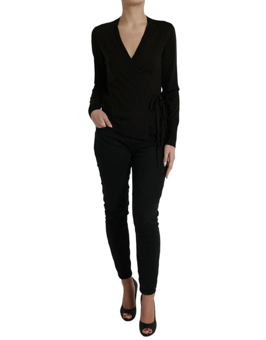 Dolce & Gabbana – Cardigan Croisé Col V Laine Vierge Noir | Femme
