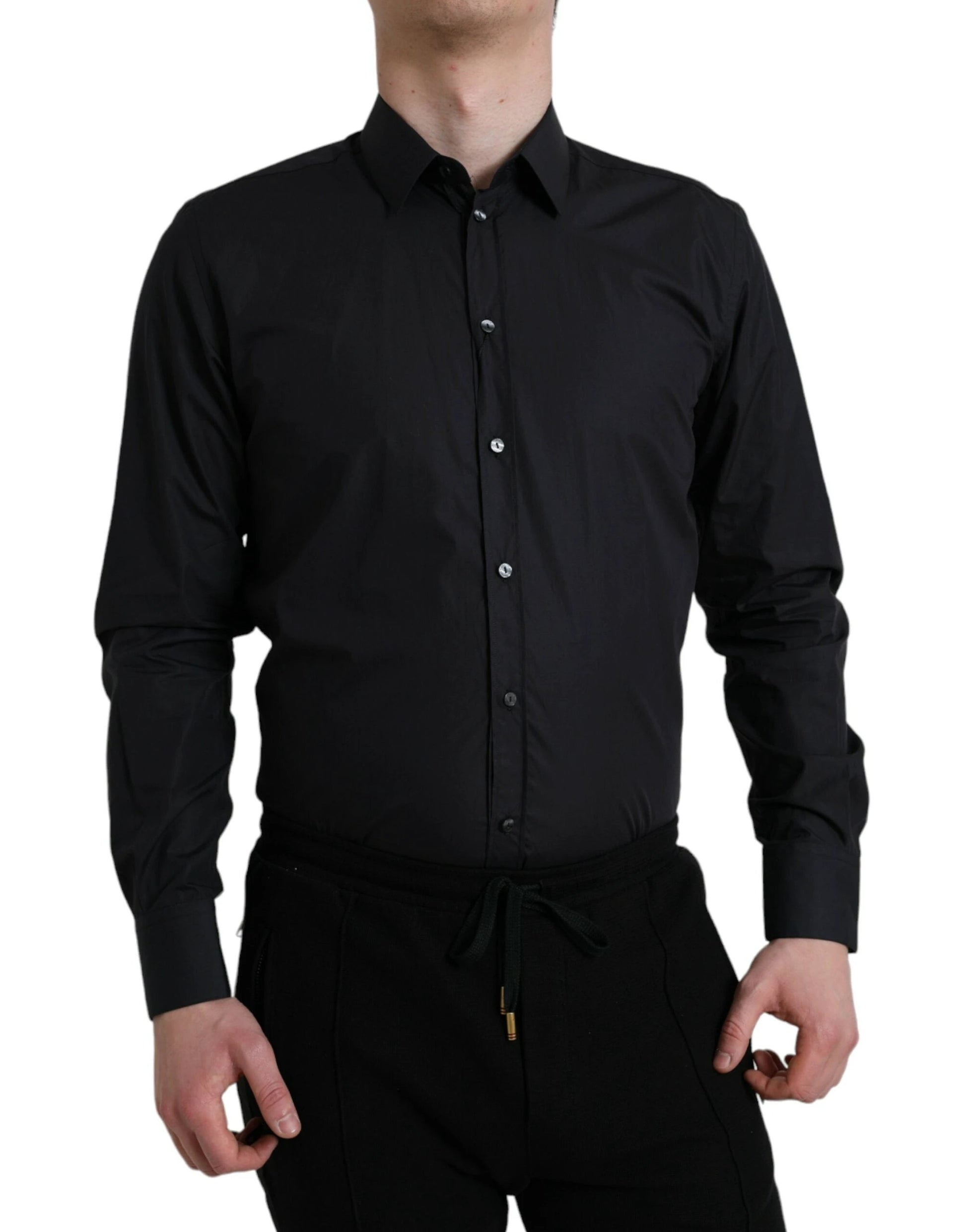 Dolce & Gabbana Navy Blue Cotton Collared Formal Dress Shirt by Dolce & Gabbana