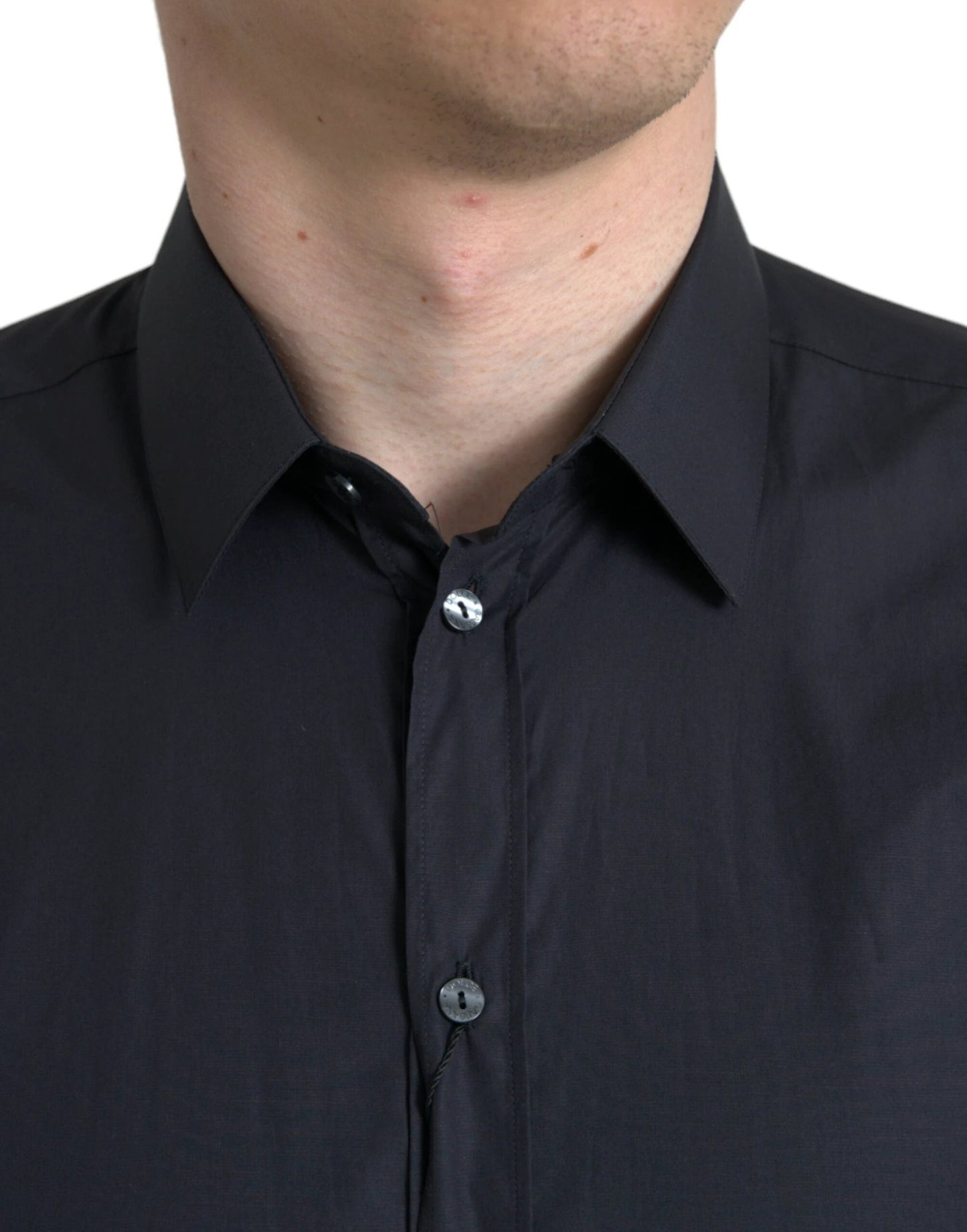 Dolce & Gabbana Navy Blue Cotton Collared Formal Dress Shirt by Dolce & Gabbana