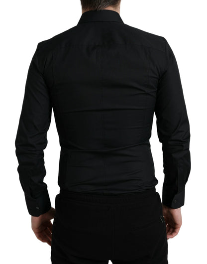 Dolce & Gabbana Black Cotton Stretch Slim Formal Dress Shirt by Dolce & Gabbana