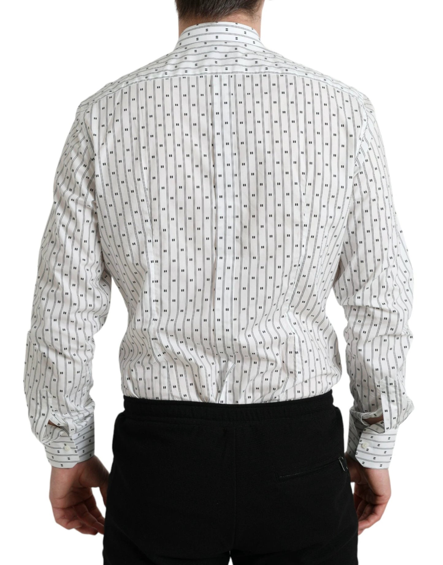 Dolce & Gabbana White Patterned Men GOLD Formal Dress Shirt by Dolce & Gabbana