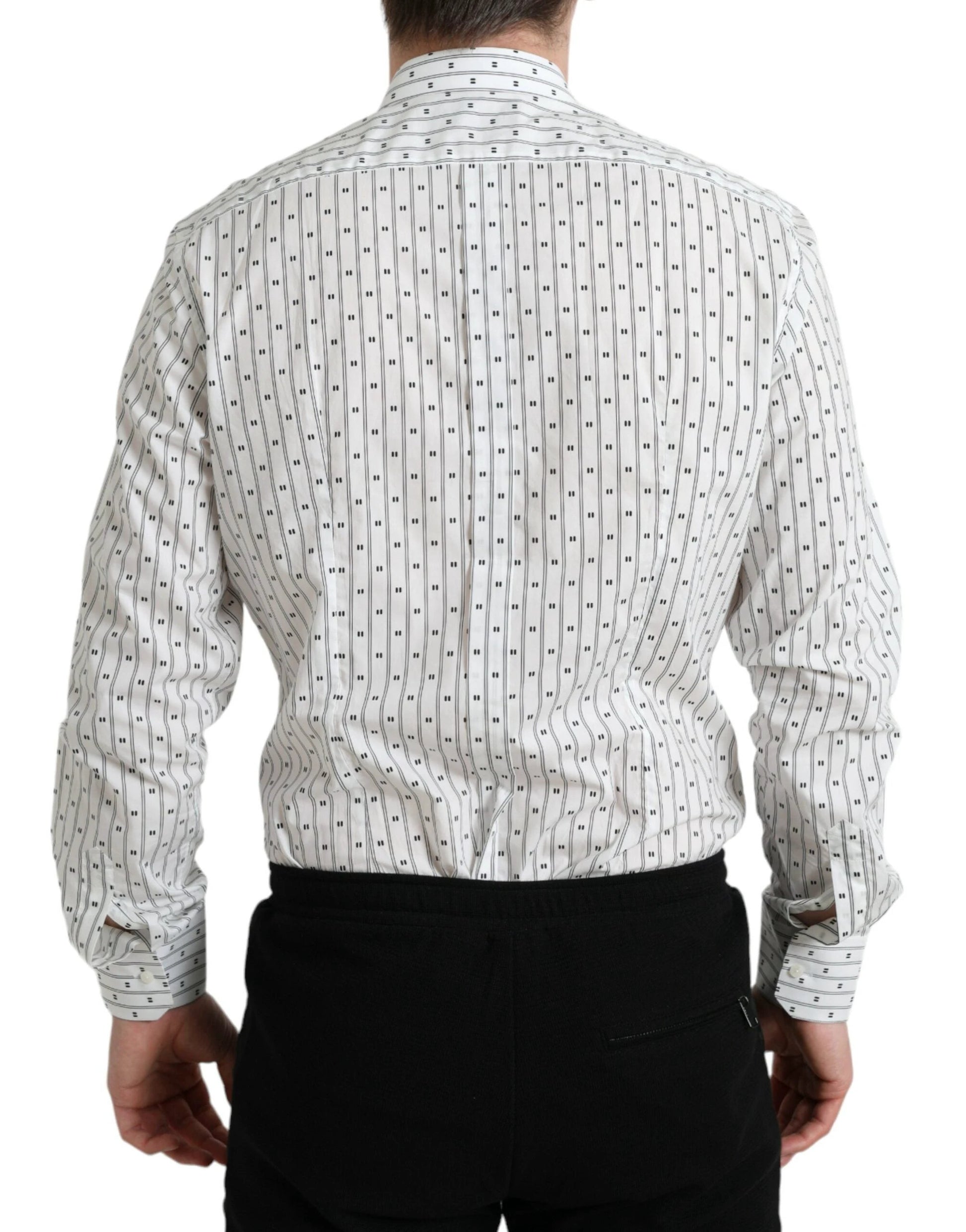 Dolce & Gabbana White Patterned Men GOLD Formal Dress Shirt by Dolce & Gabbana