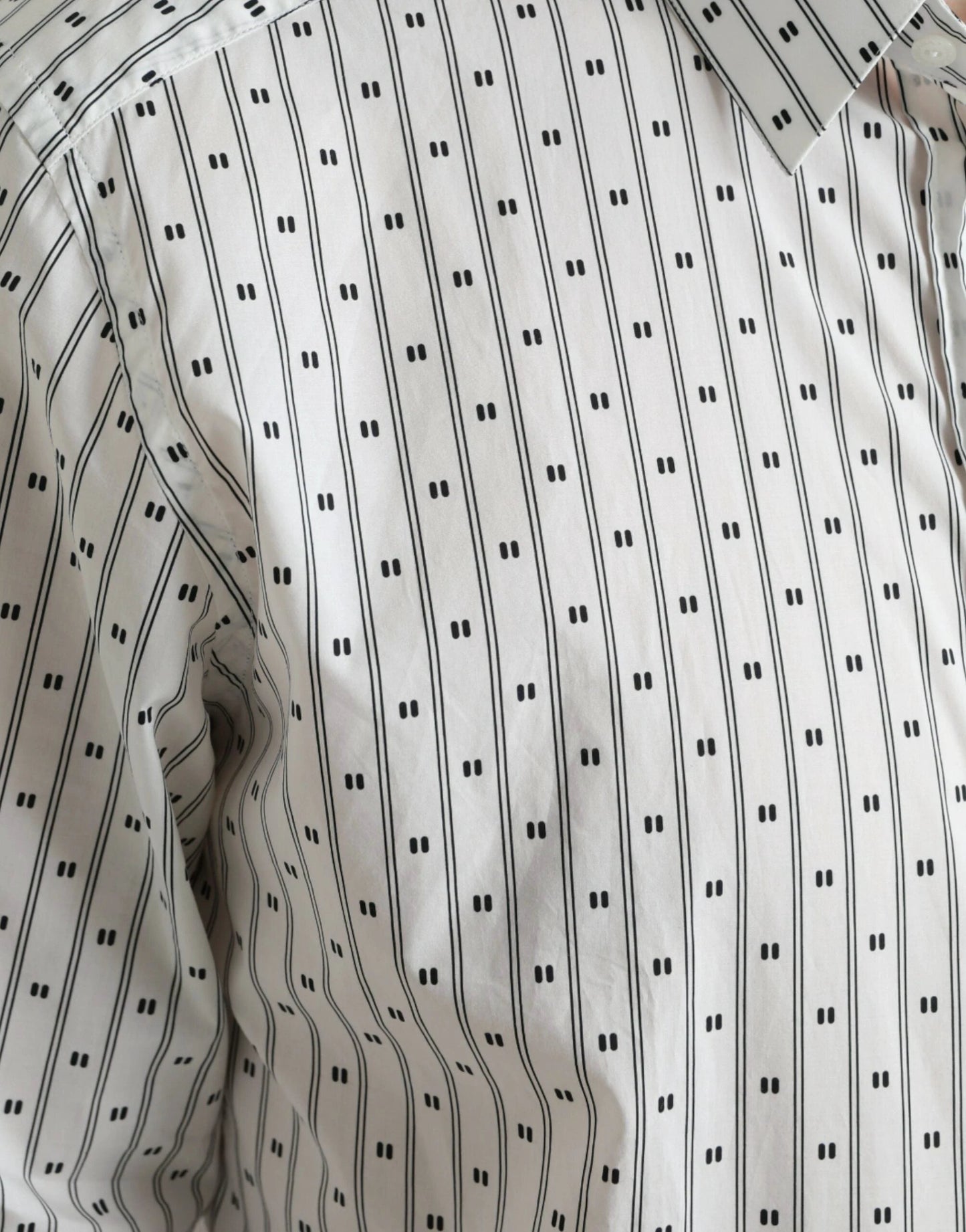 Dolce & Gabbana White Patterned Men GOLD Formal Dress Shirt by Dolce & Gabbana