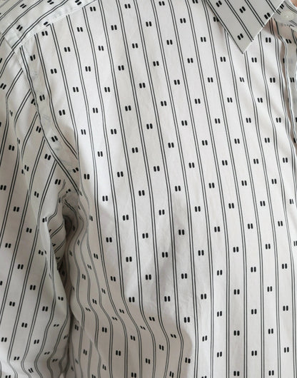 Dolce & Gabbana White Patterned Men GOLD Formal Dress Shirt by Dolce & Gabbana