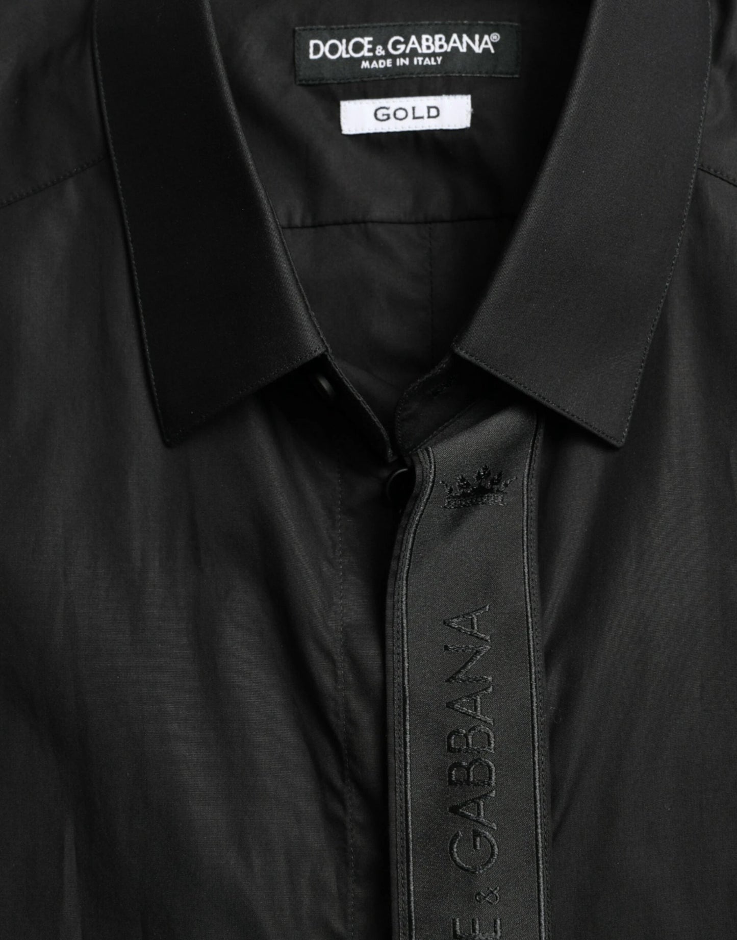 Dolce & Gabbana Black Cotton Logo Formal GOLD Dress Shirt by Dolce & Gabbana
