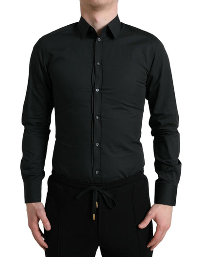 Dolce & Gabbana Black Cotton Silk Formal GOLD Dress Shirt by Dolce & Gabbana