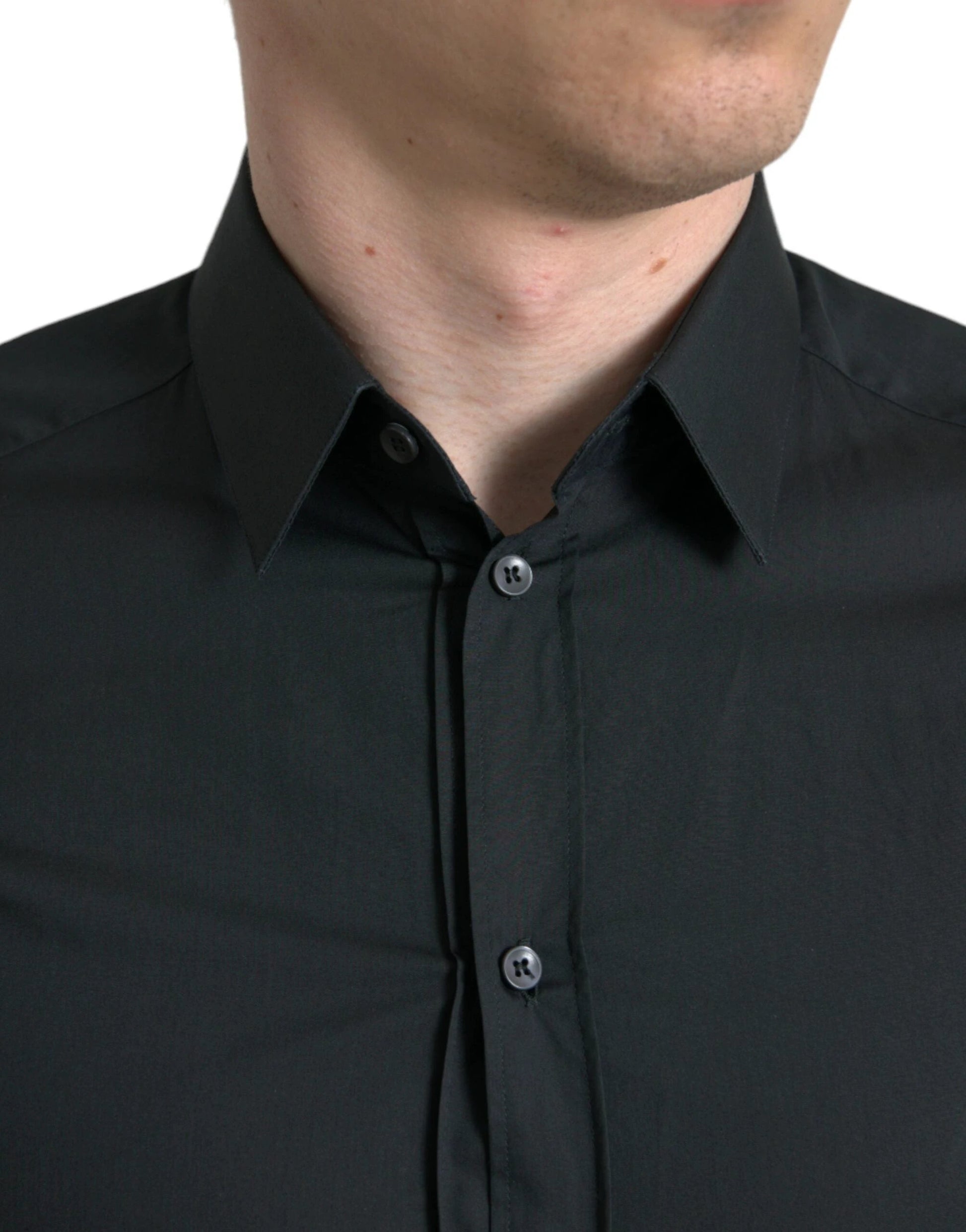 Dolce & Gabbana Black Cotton Silk Formal GOLD Dress Shirt by Dolce & Gabbana