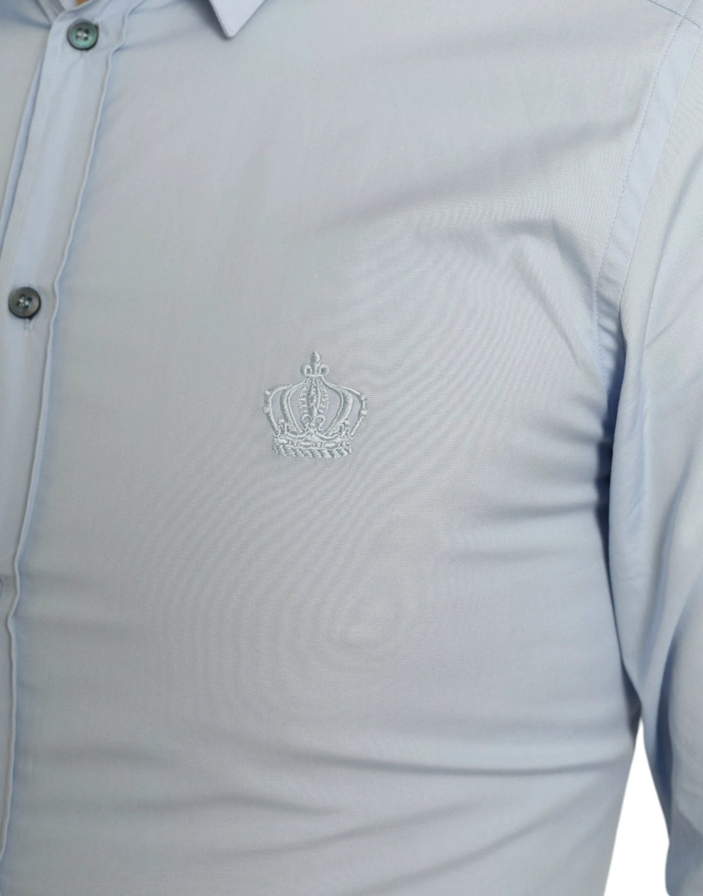 Dolce & Gabbana Sky Blue Cotton Men Formal GOLD Dress Shirt by Dolce & Gabbana