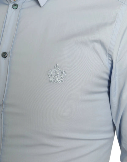 Dolce & Gabbana Sky Blue Cotton Men Formal GOLD Dress Shirt by Dolce & Gabbana