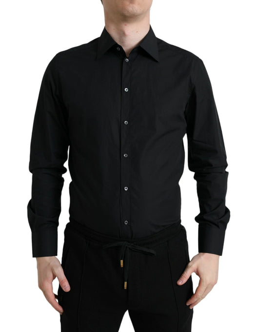Dolce & Gabbana Black Cotton Men Formal GOLD Dress Shirt by Dolce & Gabbana