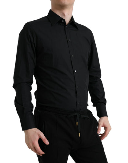 Dolce & Gabbana Black Cotton Men Formal GOLD Dress Shirt by Dolce & Gabbana