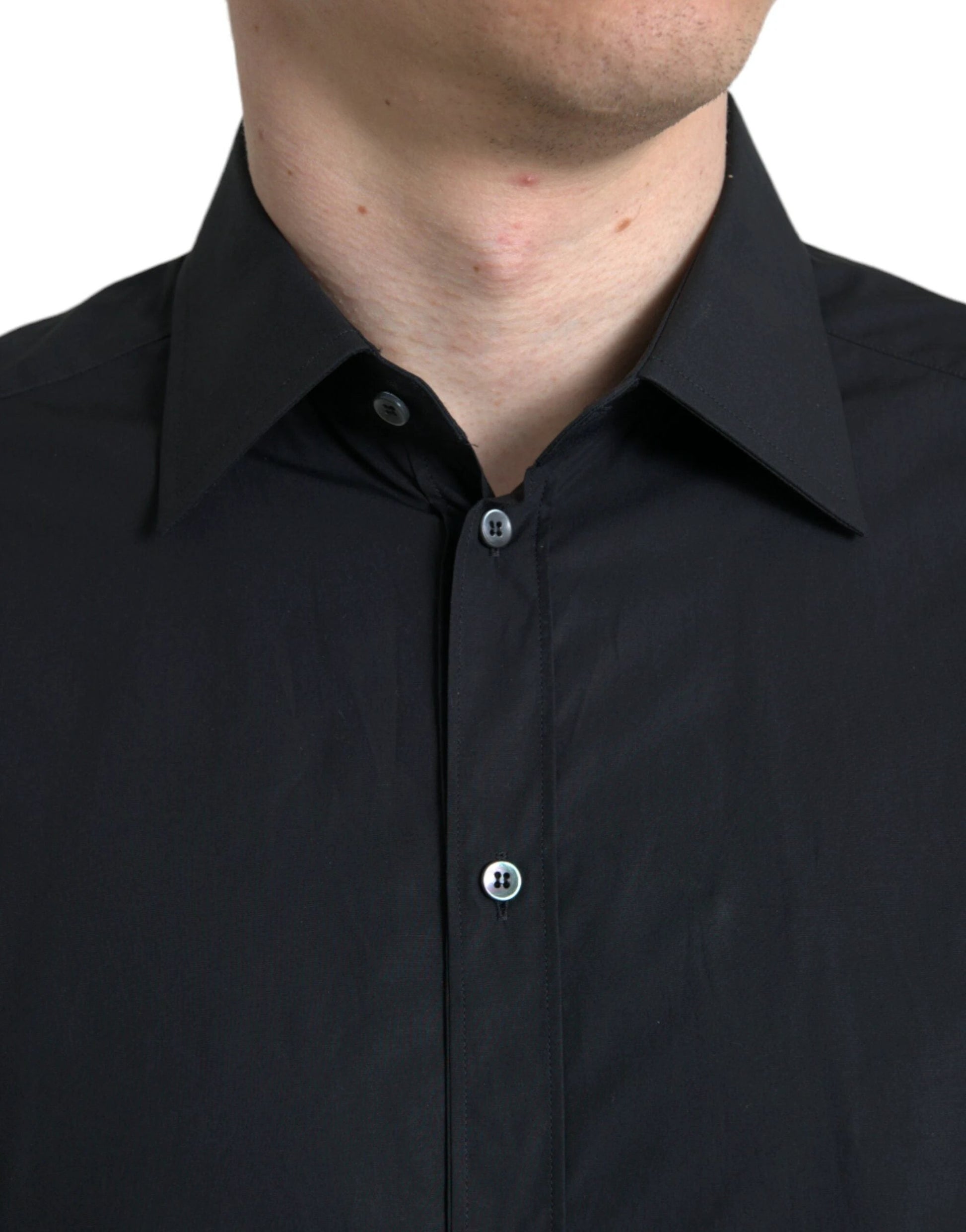 Dolce & Gabbana Black Cotton Men Formal GOLD Dress Shirt by Dolce & Gabbana