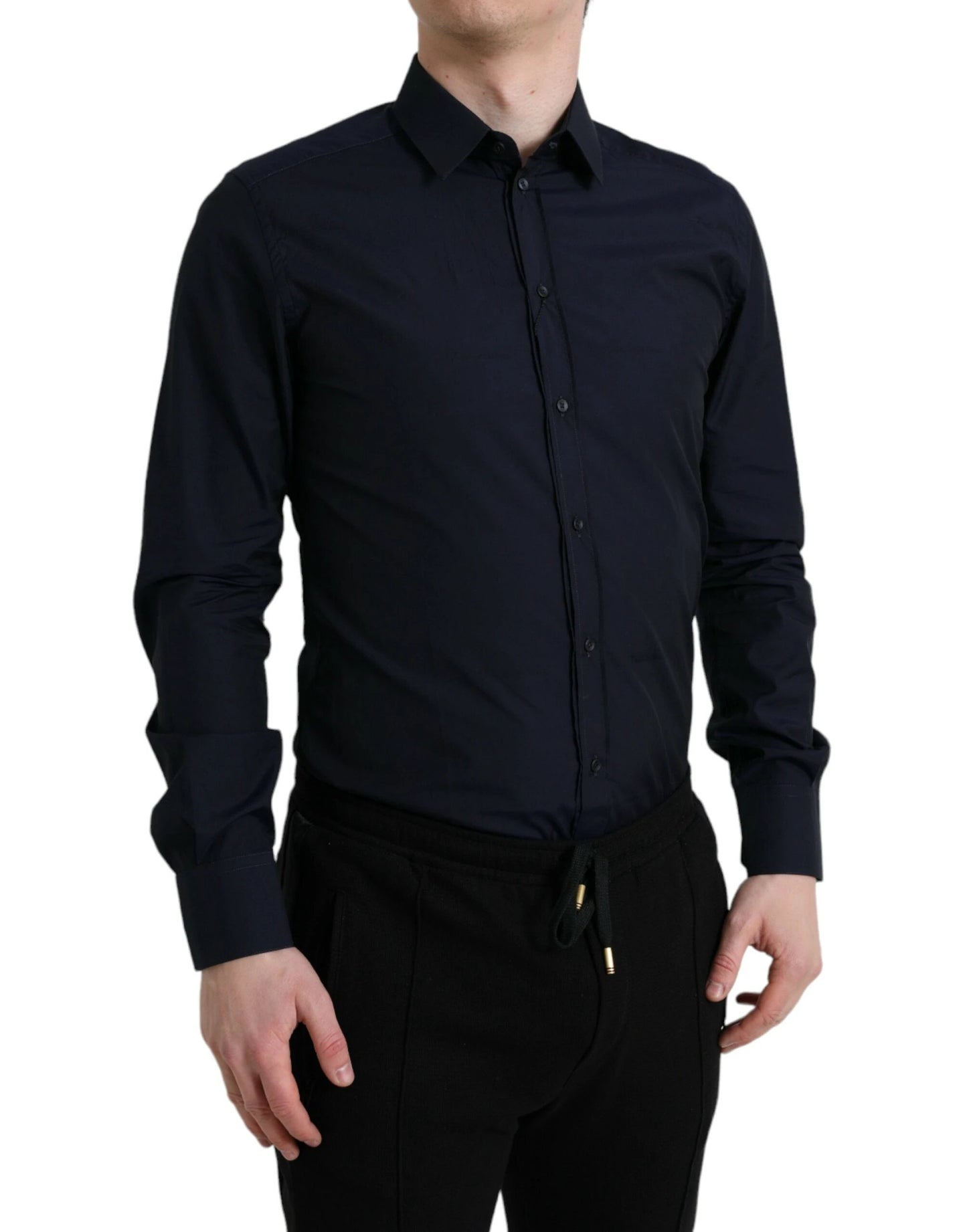 Dolce & Gabbana Navy Blue Slim Fit Formal GOLD Dress Shirt by Dolce & Gabbana