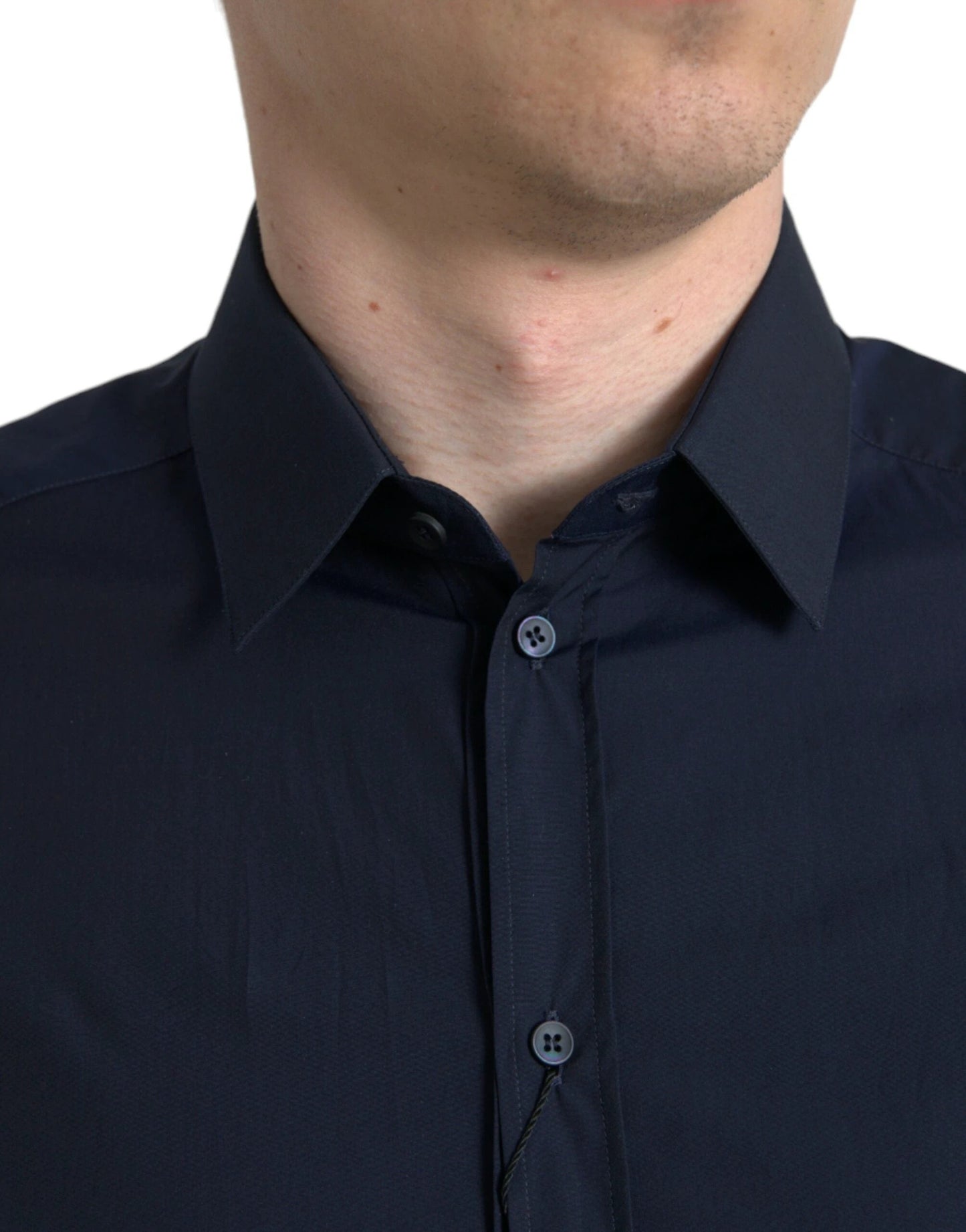 Dolce & Gabbana Navy Blue Slim Fit Formal GOLD Dress Shirt by Dolce & Gabbana