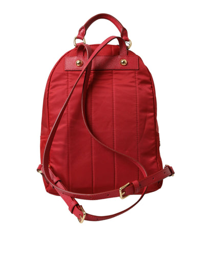 Dolce & Gabbana Sac à Dos Vulcano DGFAMILY Emblème Rouge Or Métal Logo Gravé Fermeture Éclair