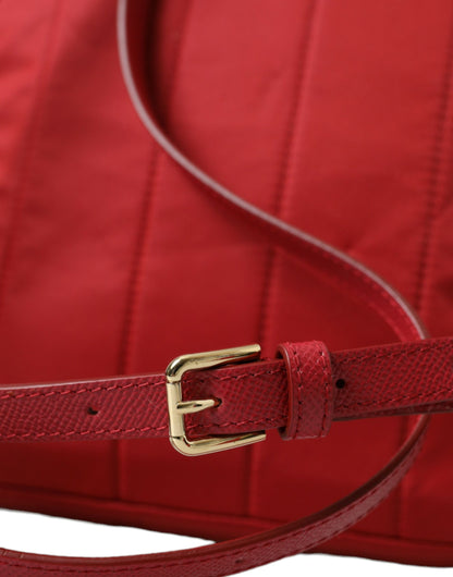 Dolce & Gabbana Sac à Dos Vulcano DGFAMILY Emblème Rouge Or Métal Logo Gravé Fermeture Éclair
