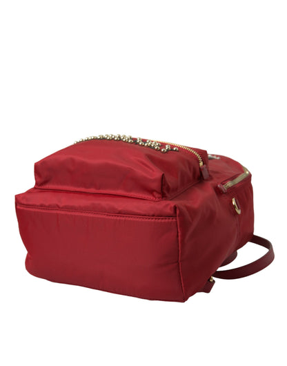Dolce & Gabbana Sac à Dos Vulcano DGFAMILY Emblème Rouge Or Métal Logo Gravé Fermeture Éclair