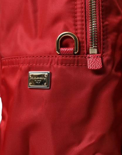 Dolce & Gabbana Sac à Dos Vulcano DGFAMILY Emblème Rouge Or Métal Logo Gravé Fermeture Éclair