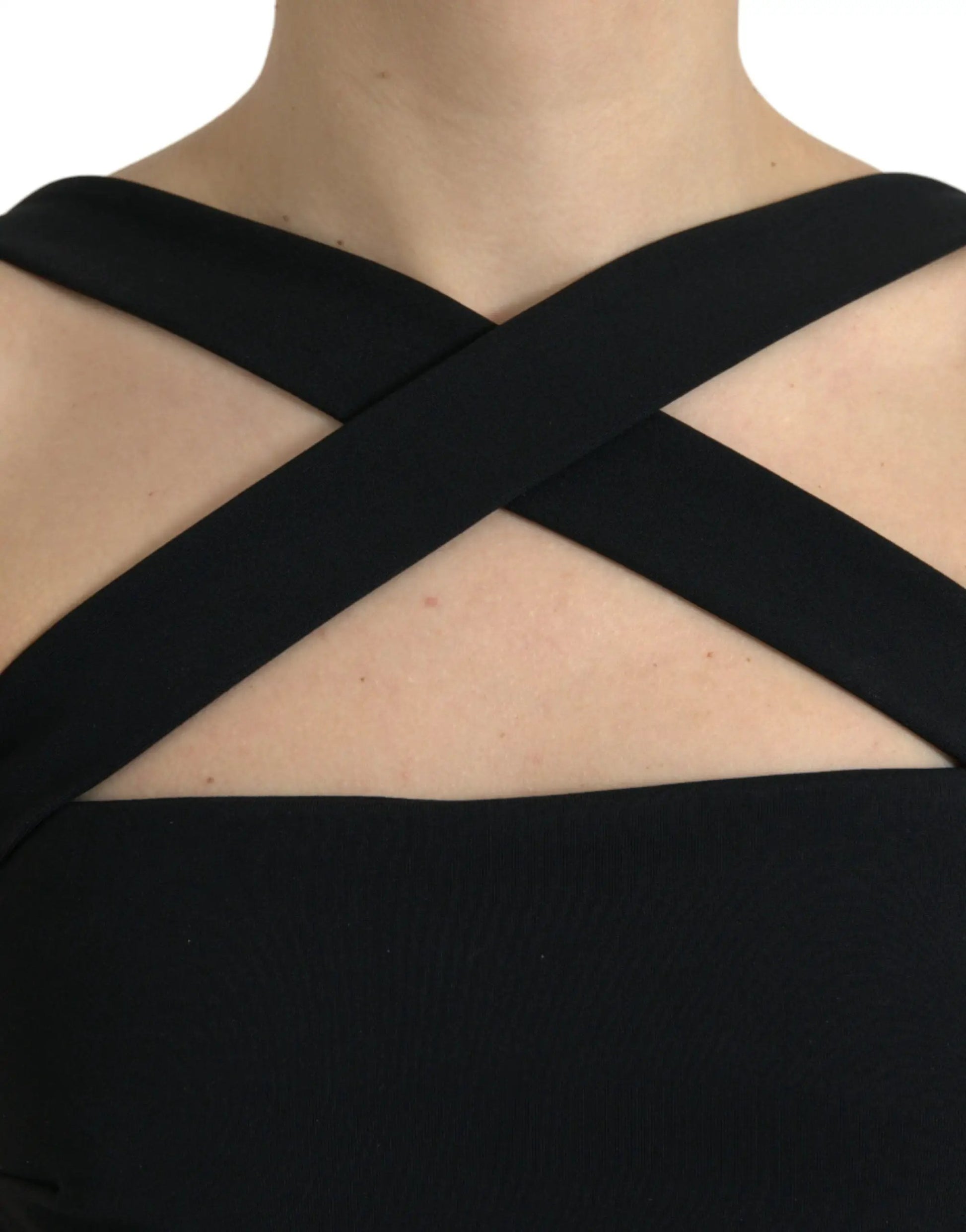 Dolce & Gabbana Black Sheath Halter Sleeveless Midi Dress by Dolce & Gabbana