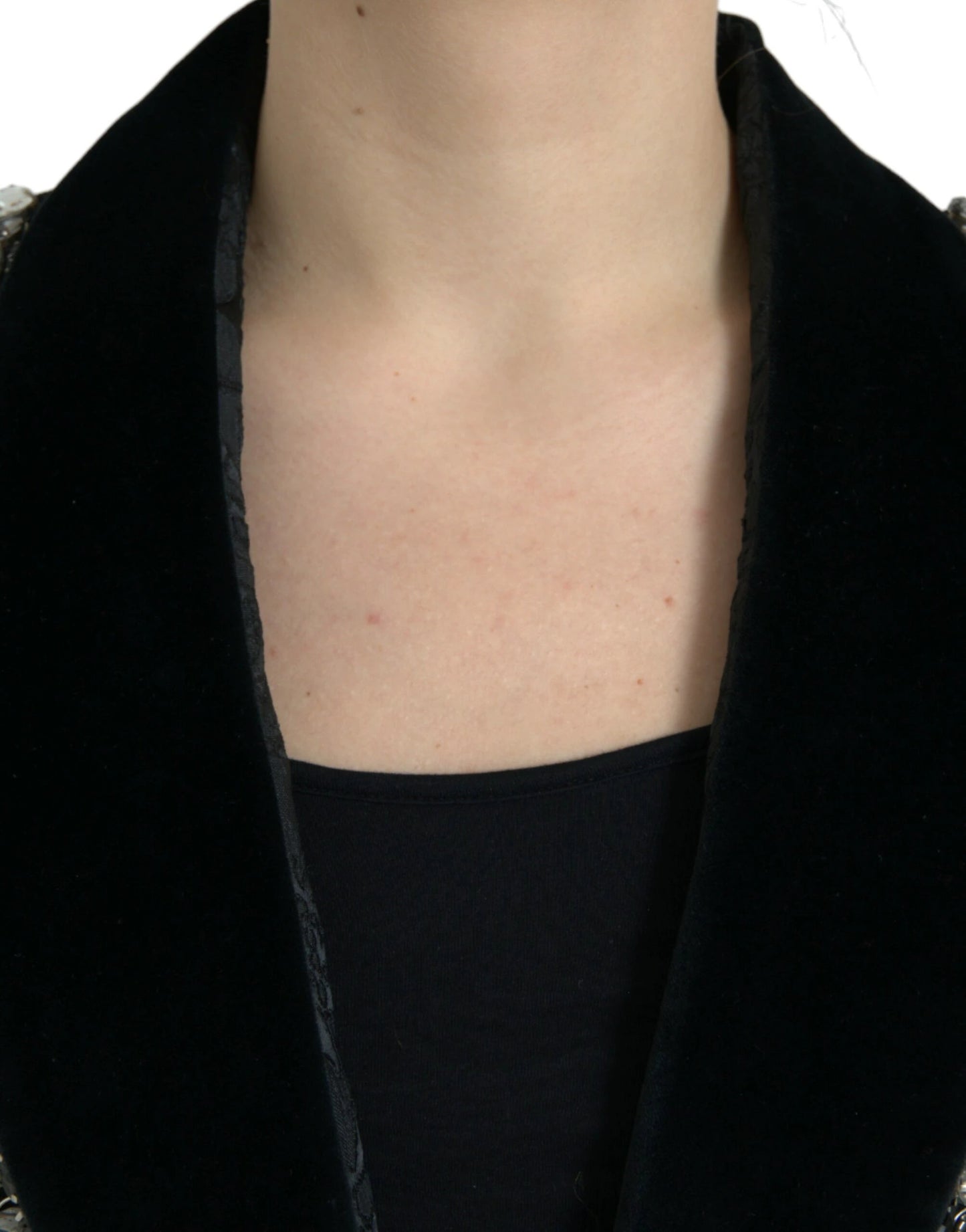 Dolce & Gabbana Black Crystal Embellished Overcoat Jacket by Dolce & Gabbana