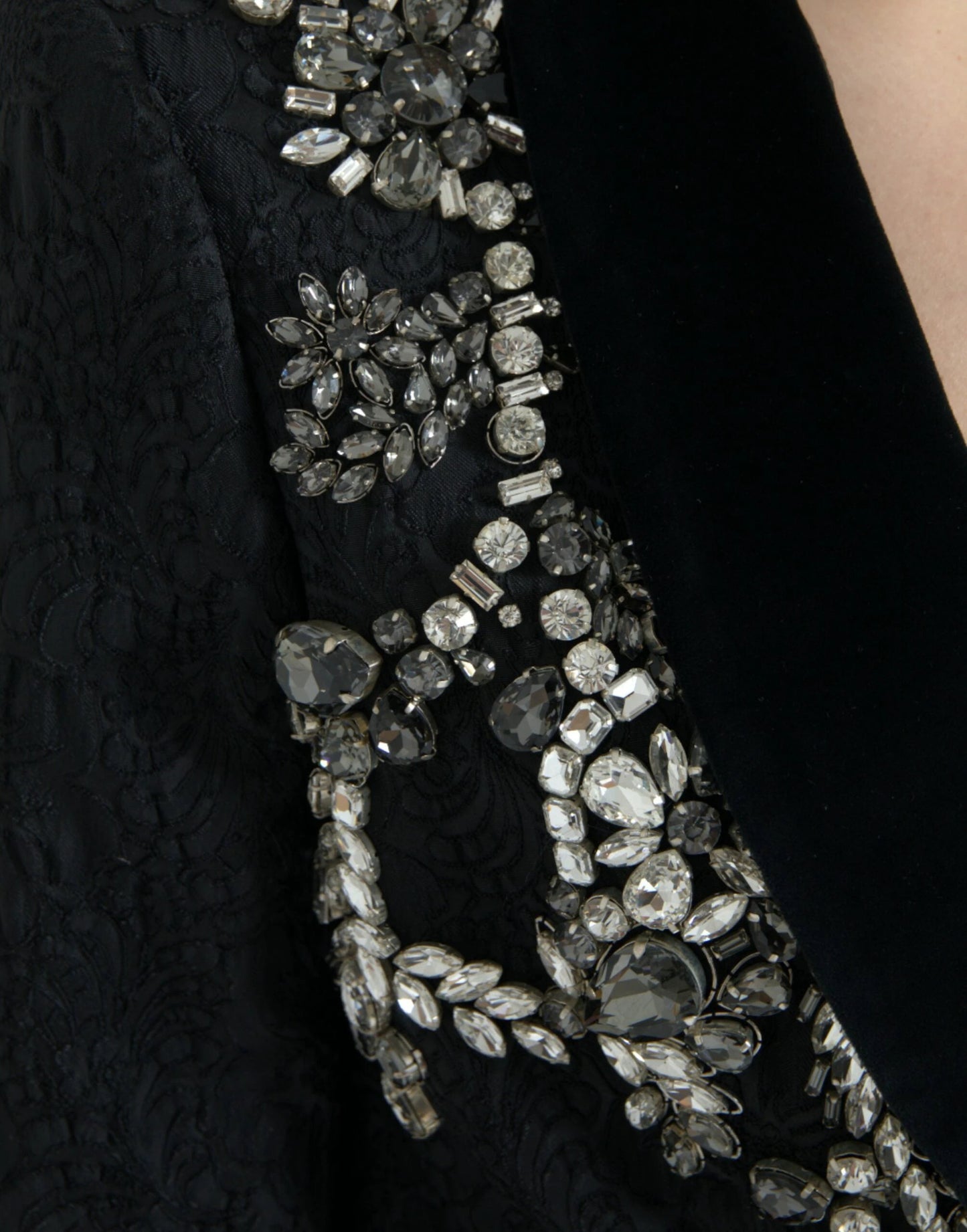 Dolce & Gabbana Black Crystal Embellished Overcoat Jacket by Dolce & Gabbana