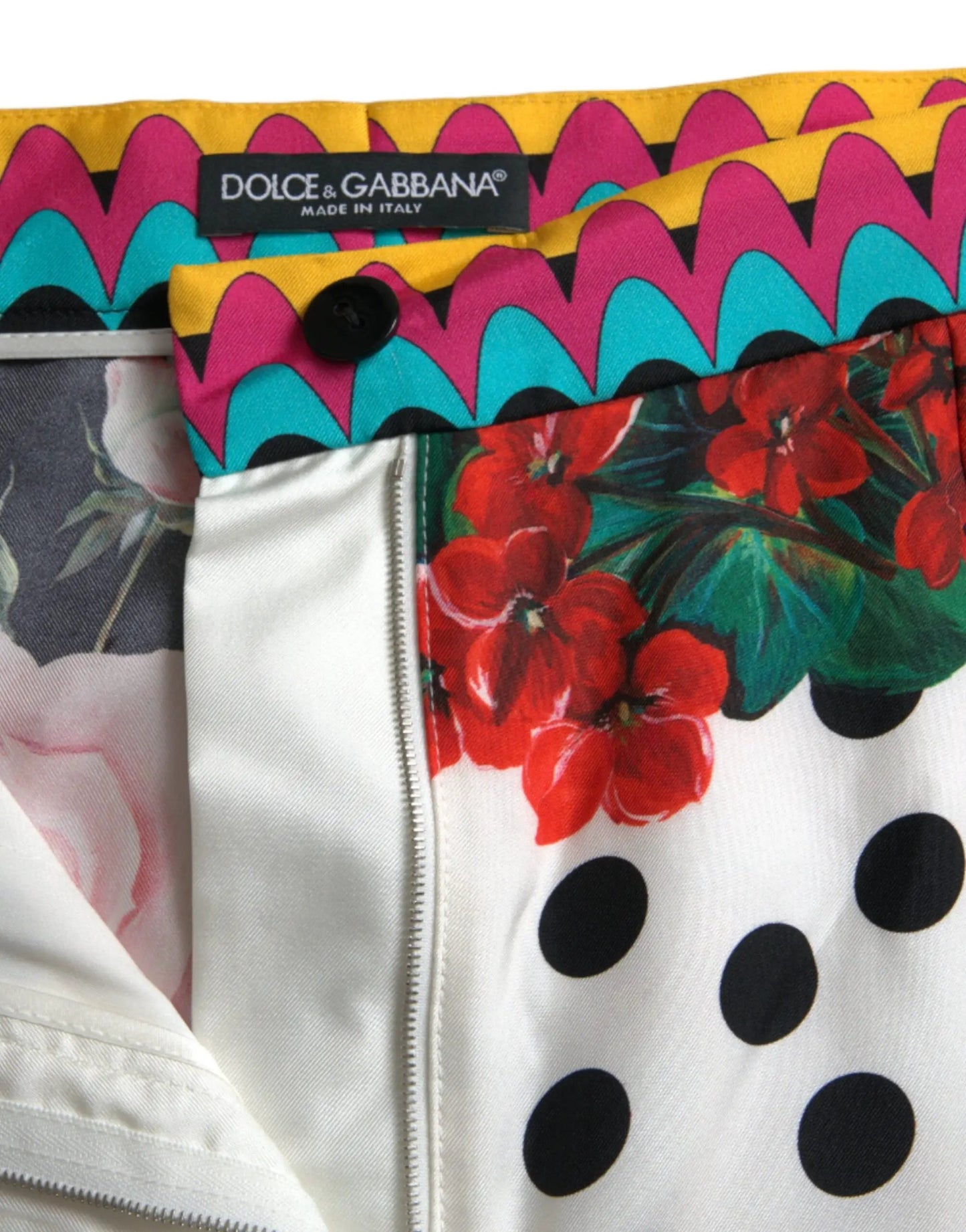 Dolce & Gabbana Multicolor Floral Polka Dot Hot Pants Shorts by Dolce & Gabbana