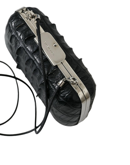 Balenciaga Black Exotic Skin Leather Shoulder Crossbody Box Clutch Bag by Balenciaga