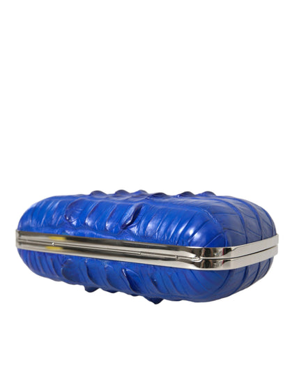 Balenciaga Blue Exotic Skin Leather Shoulder Crossbody Box Clutch Bag by Balenciaga